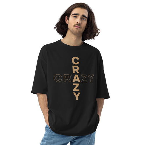 Black / S Crazy Cross Unisex Oversized T-Shirt by Design Express