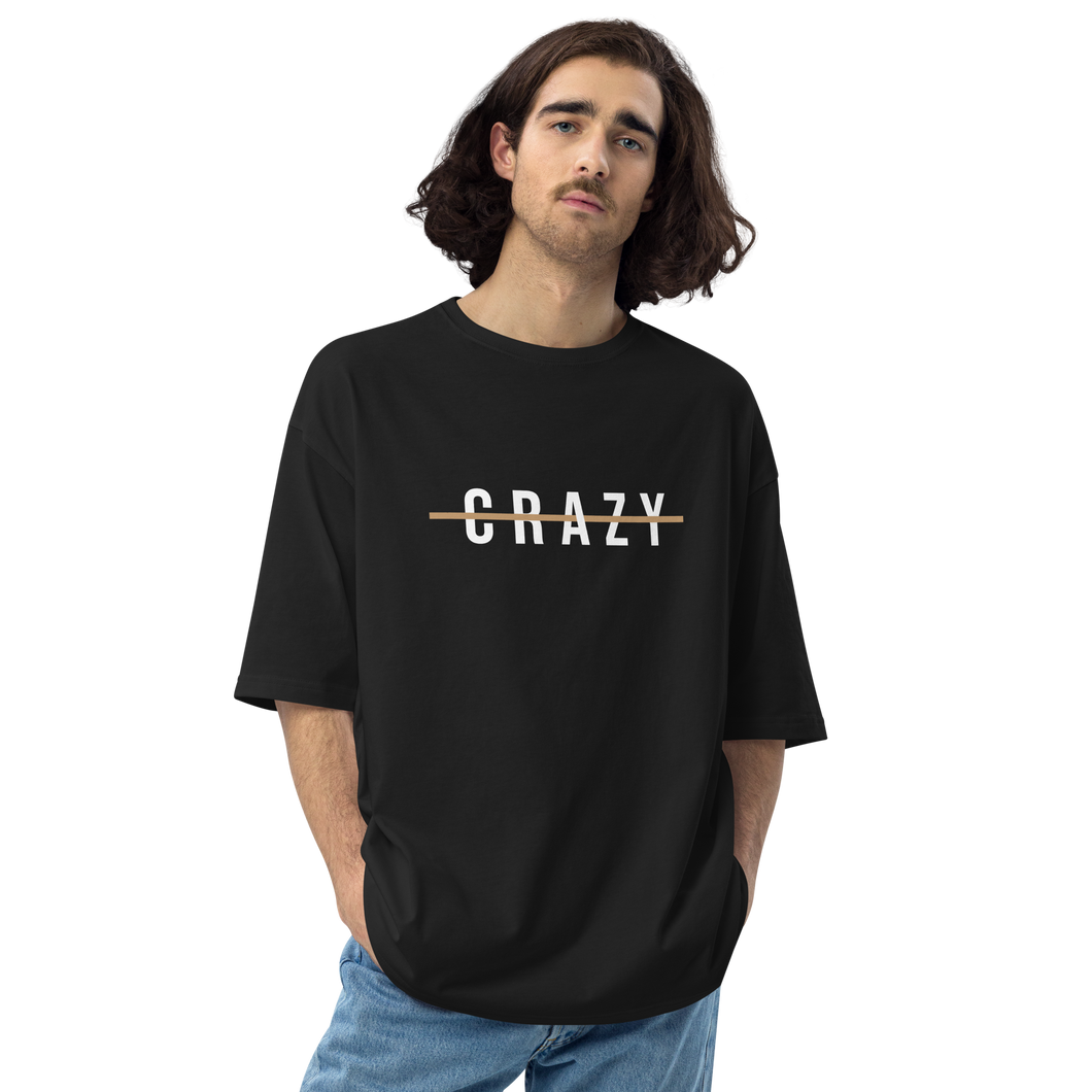 Black / S Crazy Cross Line Unisex Oversized T-Shirt by Design Express