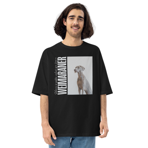 Black / S Weimaraner Front Unisex Oversized T-Shirt by Design Express