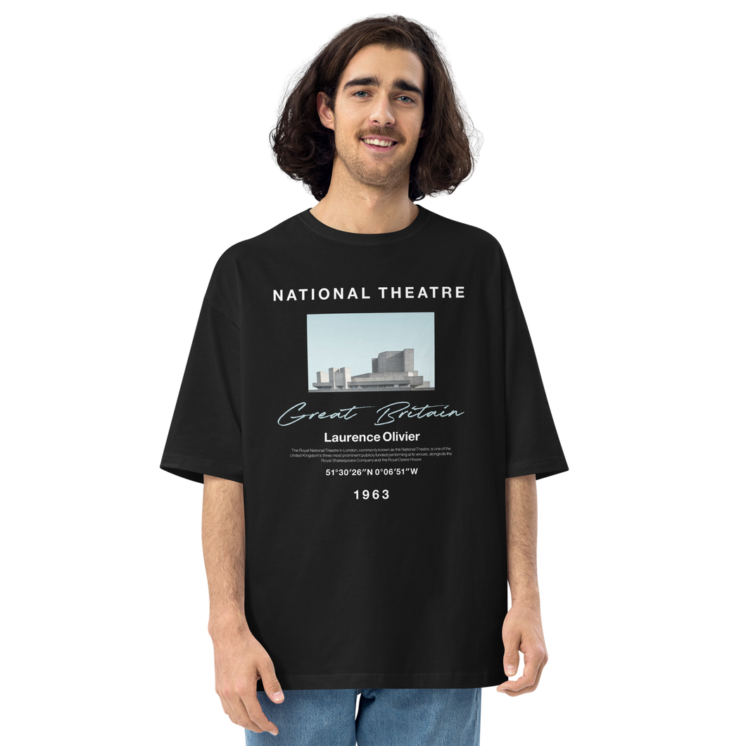 Black / S Great Britain National Theatre Front Unisex Oversized T-Shirt by Design Express