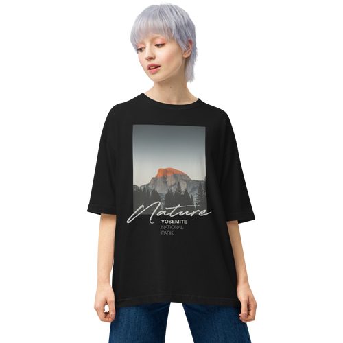 Black / S Nature Yosemite Front Unisex Oversized T-Shirt by Design Express