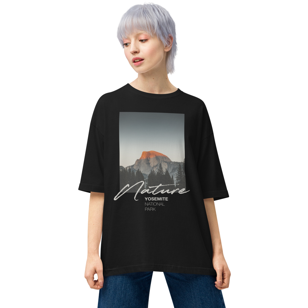 Black / S Nature Yosemite Front Unisex Oversized T-Shirt by Design Express