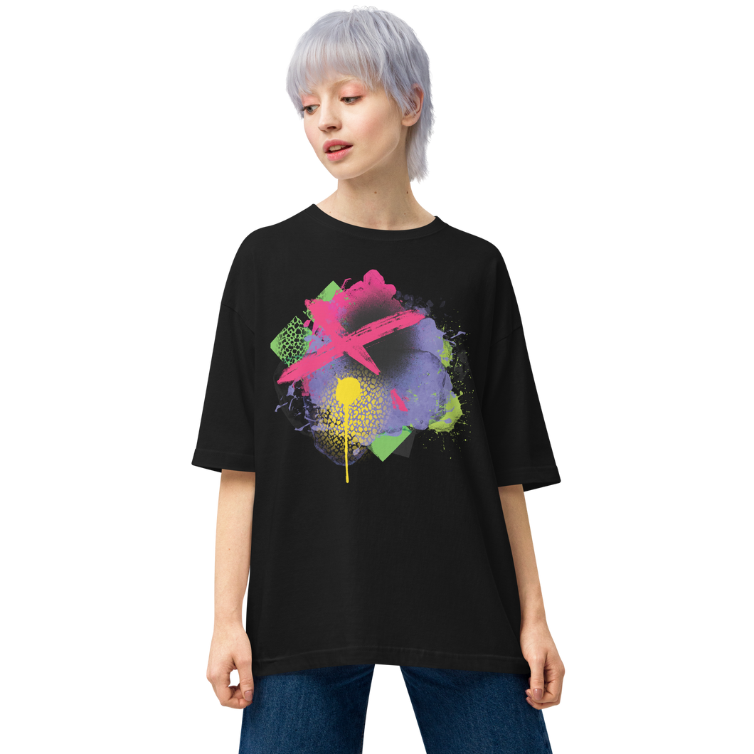 Black / S Abstract Series 05 Unisex Oversized T-Shirt by Design Express