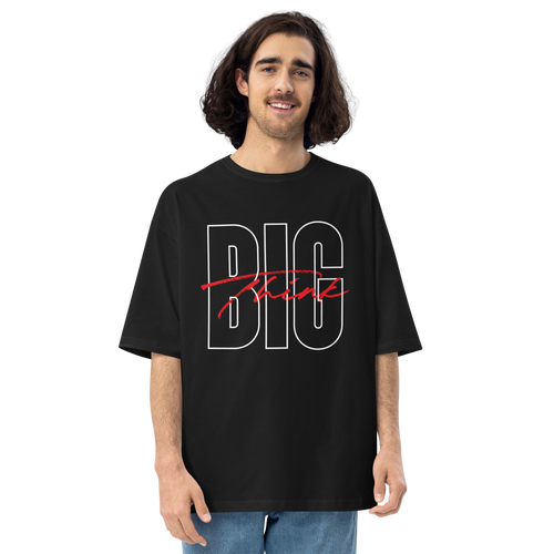 Black / S Think BIG (Bold Condensed) Unisex Oversized Dark T-Shirt by Design Express