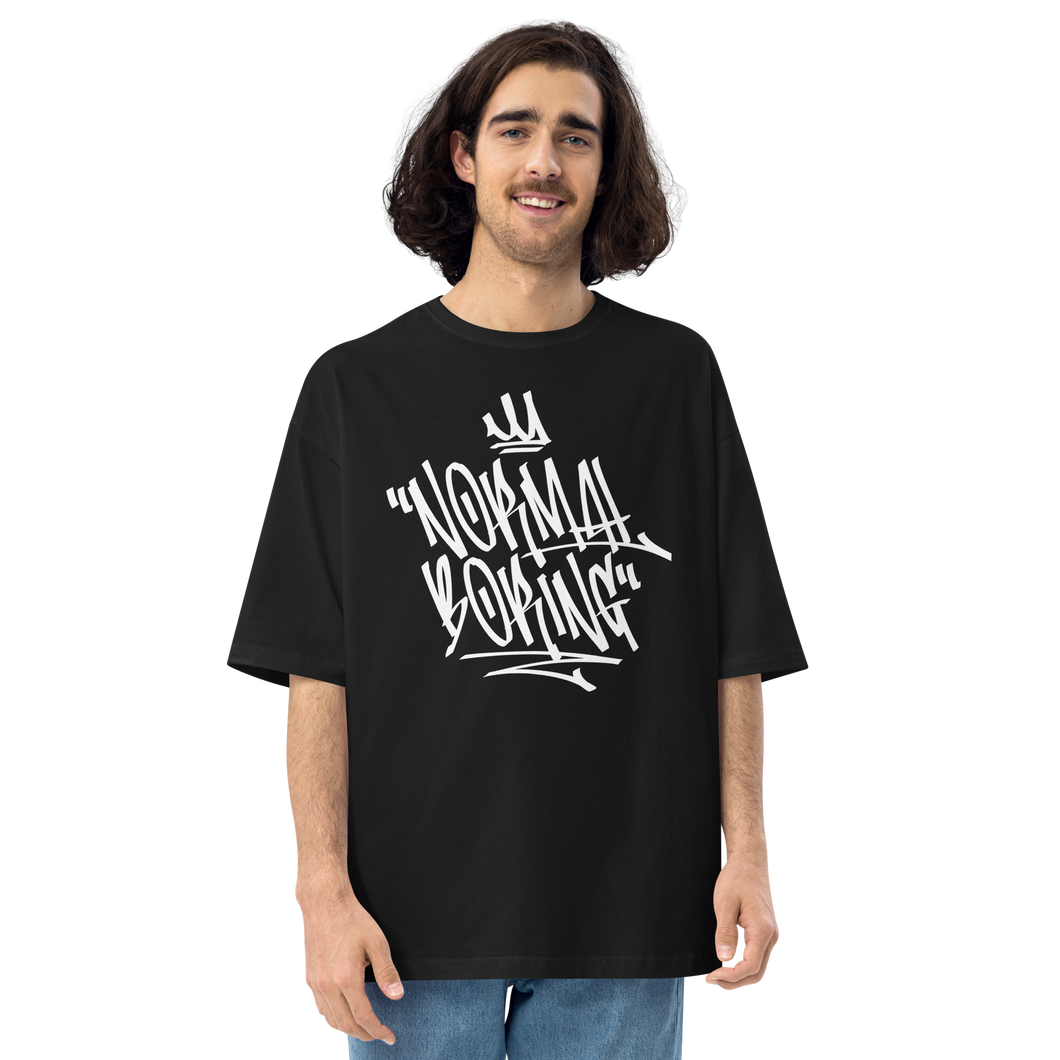 Black / S Normal is Boring Graffiti Unisex Oversized Dark T-Shirt by Design Express