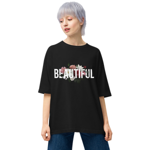 Beautiful Flower Unisex Oversized Dark T-Shirt by Design Express