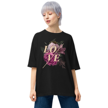 Black / S Love Flower Front Unisex Oversized T-Shirt by Design Express