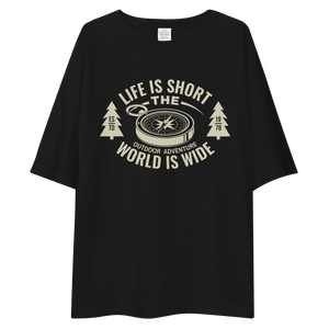 Life Is Short, World is Wide Front Unisex Oversized T-Shirt by Design Express