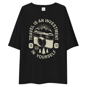 Travel Is An Investment In Yourself Front Unisex Oversized T-Shirt by Design Express