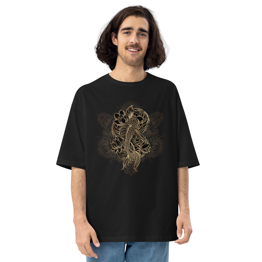 S Gold Koi Fish Unisex Oversized T-Shirt by Design Express