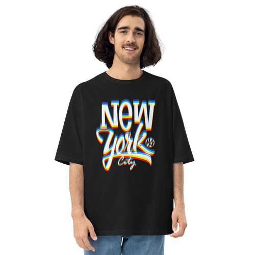 Black / S New York City Glitch Unisex Oversized T-Shirt by Design Express