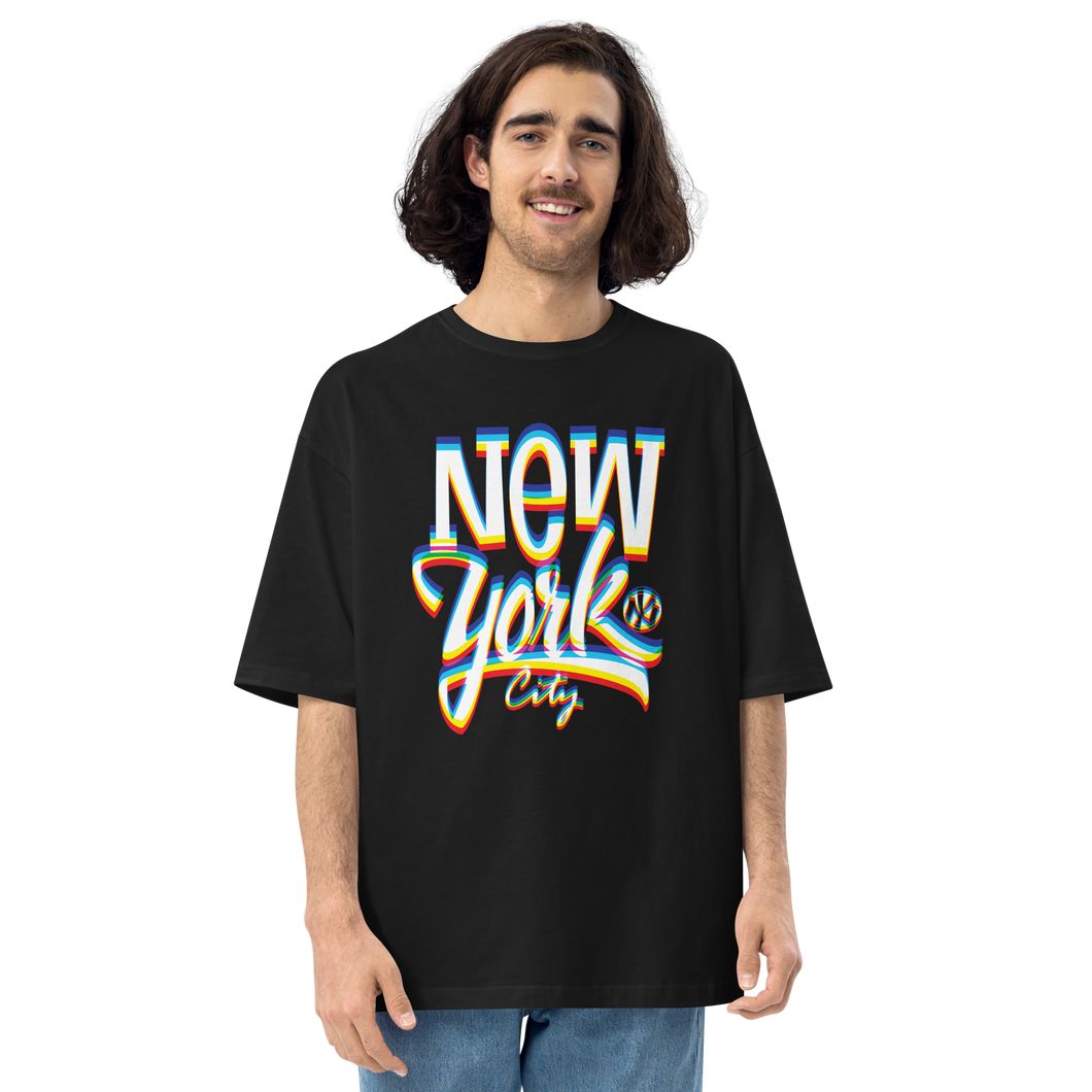 Black / S New York City Glitch Unisex Oversized T-Shirt by Design Express