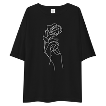 Rose in Hand Unisex Oversized Dark T-Shirt by Design Express