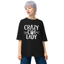 Black / S Crazy Cat Lady (Pet Lover) Unisex Oversized Dark T-Shirt by Design Express