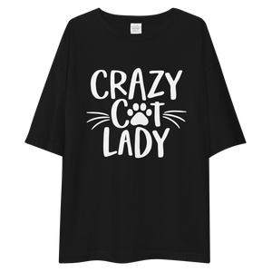 Crazy Cat Lady (Pet Lover) Unisex Oversized Dark T-Shirt by Design Express