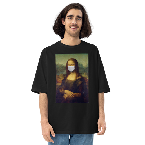 Black / S Monalisa Mask Unisex Oversized T-Shirt by Design Express