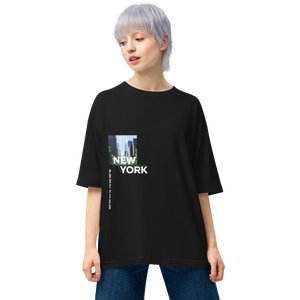 New York Coordinates Front Unisex Oversized Dark T-Shirt by Design Express