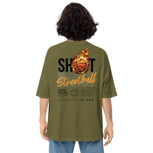 City Green / S Shoot Streetball Back Unisex Oversized Light T-Shirt by Design Express