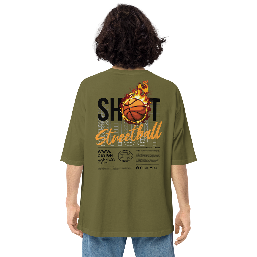 City Green / S Shoot Streetball Back Unisex Oversized Light T-Shirt by Design Express