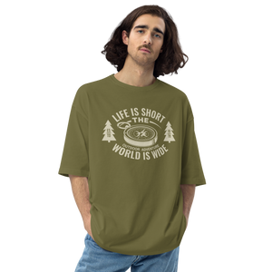 City Green / S Life Is Short, World is Wide Front Unisex Oversized T-Shirt by Design Express