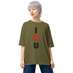 I Heart U Pixel Vertical Unisex Oversized T-Shirt by Design Express