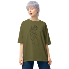 City Green / S Rose in Hand Unisex Oversized Light T-Shirt by Design Express