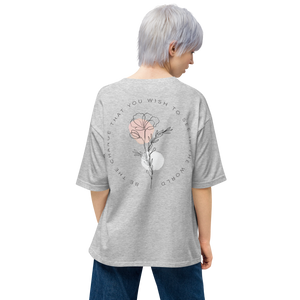 Mixed Grey / S Be the change that you wish to see in the world Unisex Oversized T-Shirt by Design Express