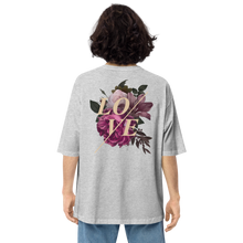 Mixed Grey / S Love Flower Back Unisex Oversized T-Shirt by Design Express