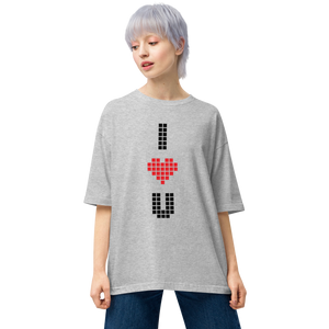 I Heart U Pixel Vertical Unisex Oversized T-Shirt by Design Express