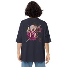 Navy / S Love Flower Back Unisex Oversized T-Shirt by Design Express