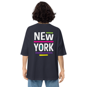 Navy / S New York Pop Back Unisex Oversized T-Shirt by Design Express