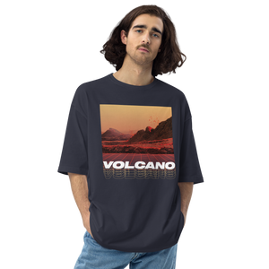 Navy / S Vulcano Front Unisex Oversized T-Shirt by Design Express