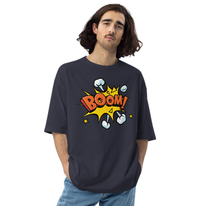 Navy / S Boom Pop Art Unisex Oversized T-Shirt by Design Express