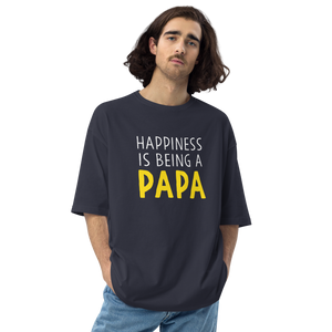 Navy / S Happiness is being a papa Unisex Oversized T-Shirt by Design Express