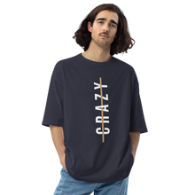 Navy / S Crazy Cross Line Vertical Front Unisex Oversized T-Shirt by Design Express