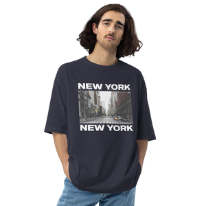 Navy / S New York Front Unisex Oversized Dark T-Shirt by Design Express