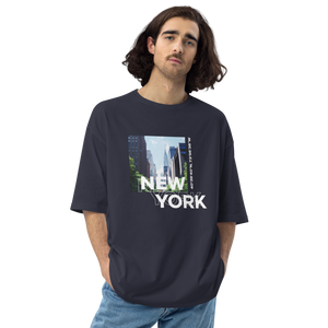 Navy / S New York Coordinates Unisex Oversized Dark T-Shirt by Design Express