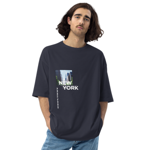 Navy / S New York Coordinates Front Unisex Oversized Dark T-Shirt by Design Express