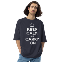 Navy / S Keep Calm and Carry On Reverse Unisex Oversized T-Shirt by Design Express