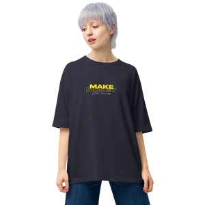 Navy / S Make Money Not Friends Typography Unisex Oversized T-Shirt by Design Express