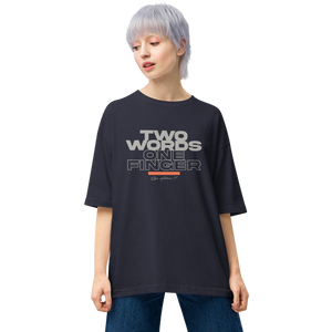 Navy / S Two Words One Finger Unisex Oversized T-Shirt by Design Express