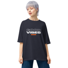 Navy / S Good Vibes Text Unisex Oversized T-Shirt by Design Express