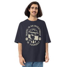 Navy / S Travel Is An Investment In Yourself Front Unisex Oversized T-Shirt by Design Express