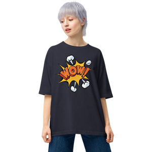 Navy / S Wow Pop Art Unisex Oversized T-Shirt by Design Express