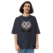 Navy / S Owl Art Unisex Oversized T-Shirt by Design Express