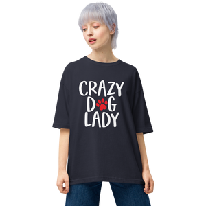 Navy / S Crazy Dog Lady Unisex Oversized T-Shirt by Design Express