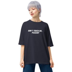 Navy / S Don't Touch Me, Peasant Unisex Oversized T-Shirt by Design Express