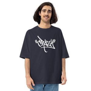 Navy / S Crazy Graffiti Unisex Oversized T-Shirt by Design Express