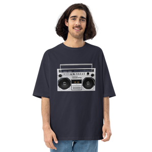 Navy / S Boom Box 80s Unisex Oversized T-Shirt by Design Express