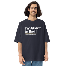 Navy / S I'm Great in Bed "Poppins" Unisex Oversized T-Shirt by Design Express